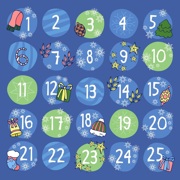 Festive hand drawn advent calendar