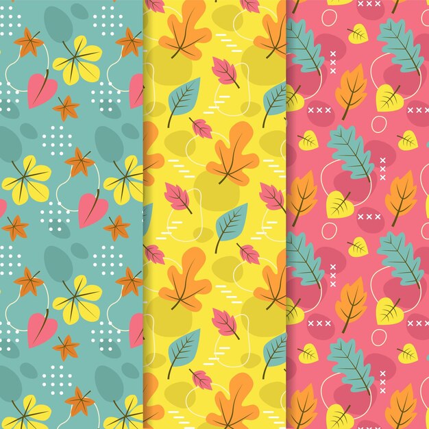 Flat autumn pattern collection