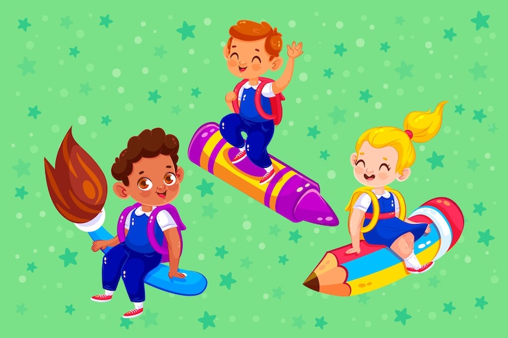 Ilmainen Vektori flat children back to school concept