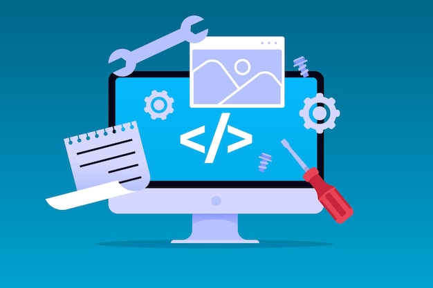 Flat design cms illustration