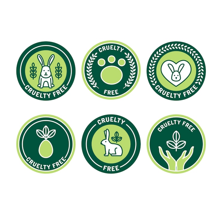Ilmainen Vektori flat design cruelty free badges set