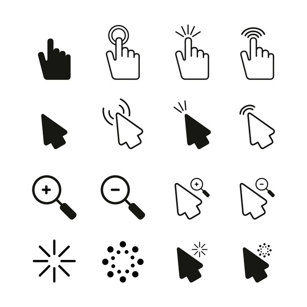 Flat design mouse cursor set