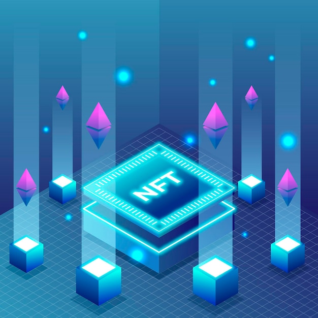 Flat design nft concept illustration