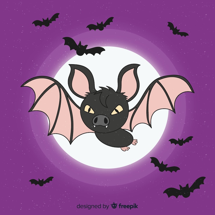 Ilmainen Vektori front view of angry bat with full moon
