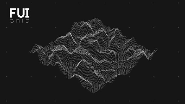 FUI GUI 3d-renderöidä Vector Landscape Scan Grid Abstrakti futuristinen tausta SciFi HiTech -design