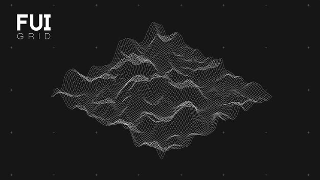 fui gui 3d vector landscape scan grid abstract futuristic background scifi hitech design