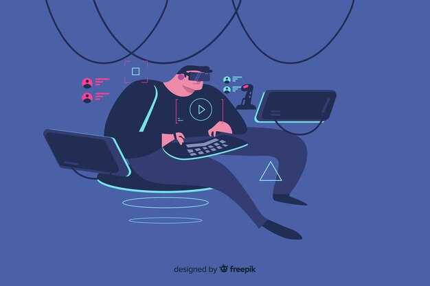 futuristic background of a computer gamer