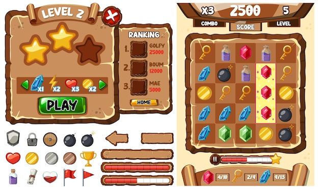 game element template design set