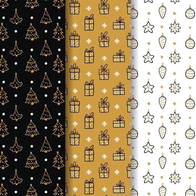 golden christmas pattern collection
