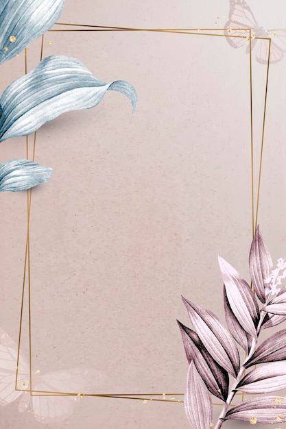 golden frame on leafy background