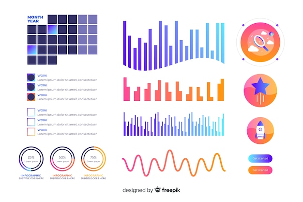 Gradient dashboard element collection