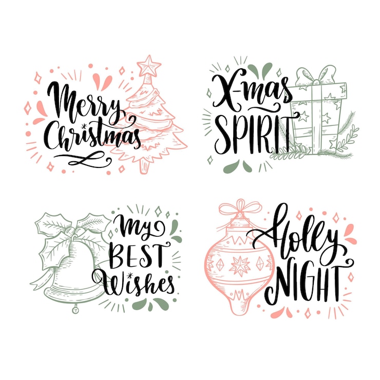 Ilmainen Vektori hand drawn christmas label set