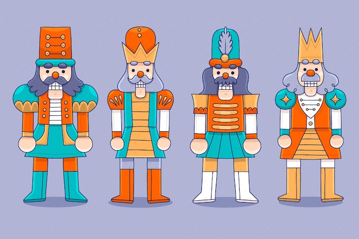Ilmainen Vektori hand drawn christmas nutcrackers collection