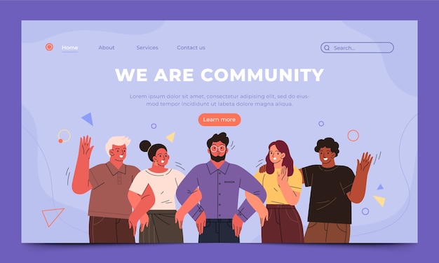 hand drawn community spirit landing page