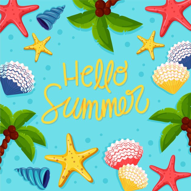 hand drawn hello summer illustration