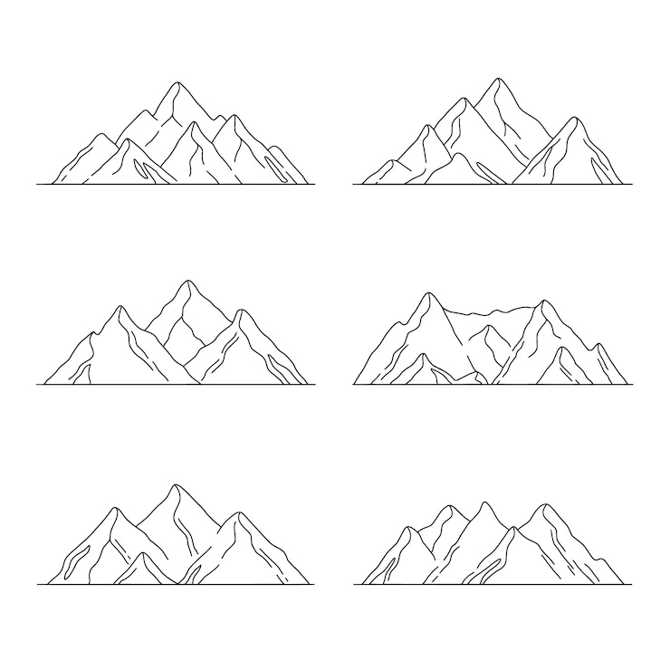 Ilmainen Vektori hand drawn mountain outline illustration