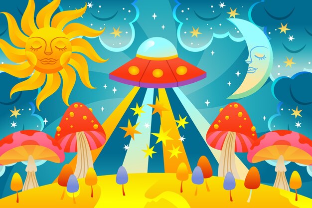 Hand drawn retro 60s-70s background