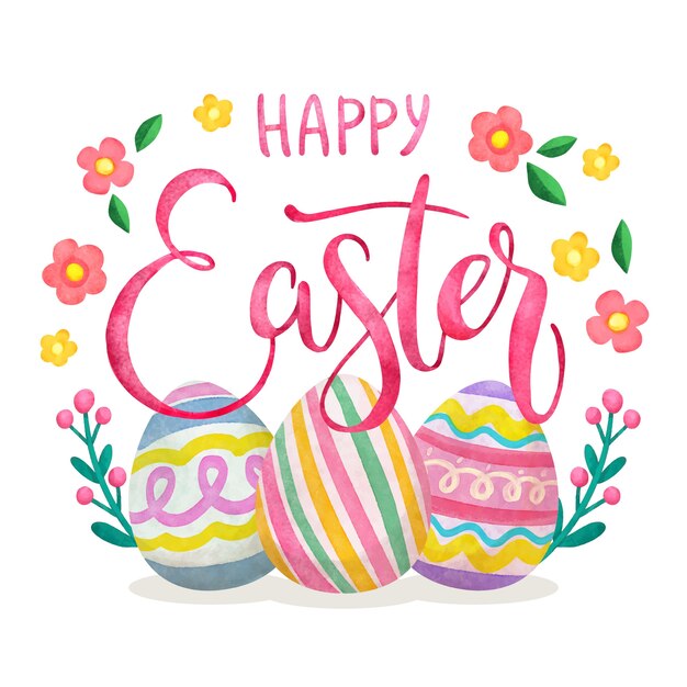 happy easter day banner in watercolor