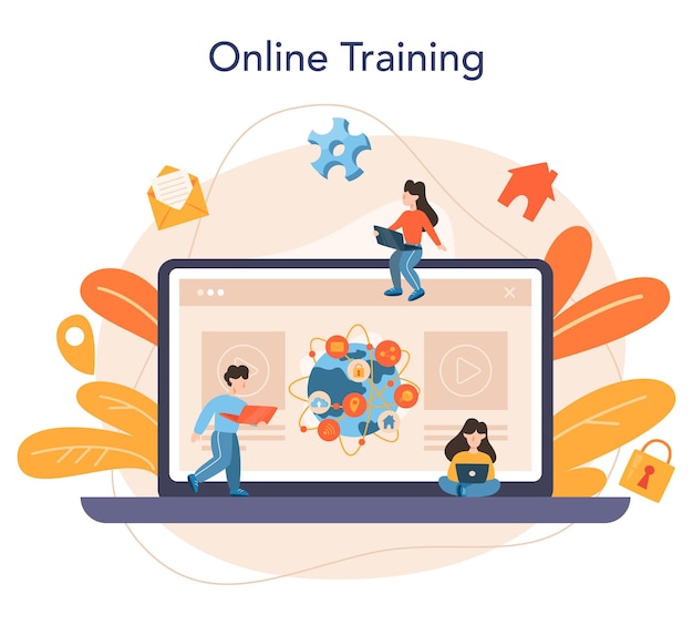 internet of things online service or platform idea of cloud technology and home connection between devices and appliances online training flat vector illustration