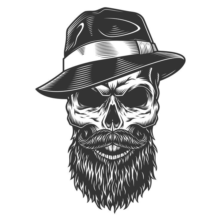 Ilmainen Vektori kallo fedora-hatussa