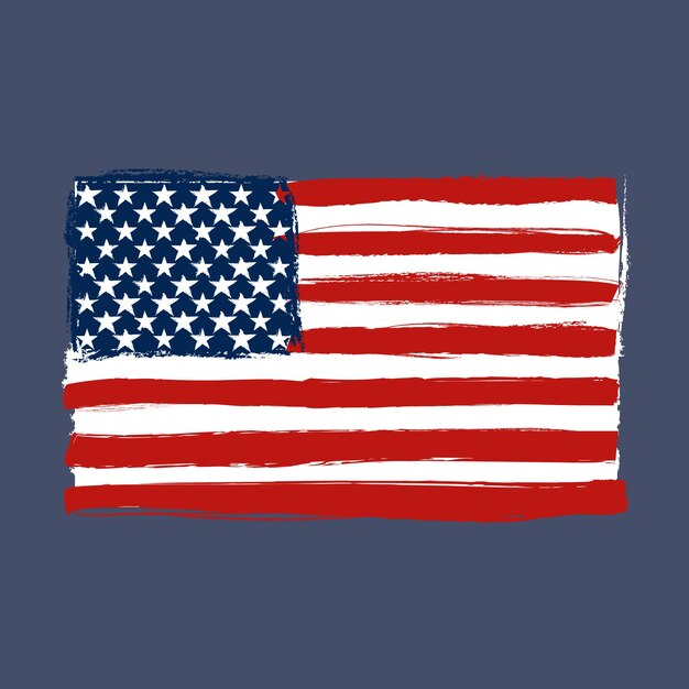 Käsin piirretty grunge-tyylinen Amerikan lippu