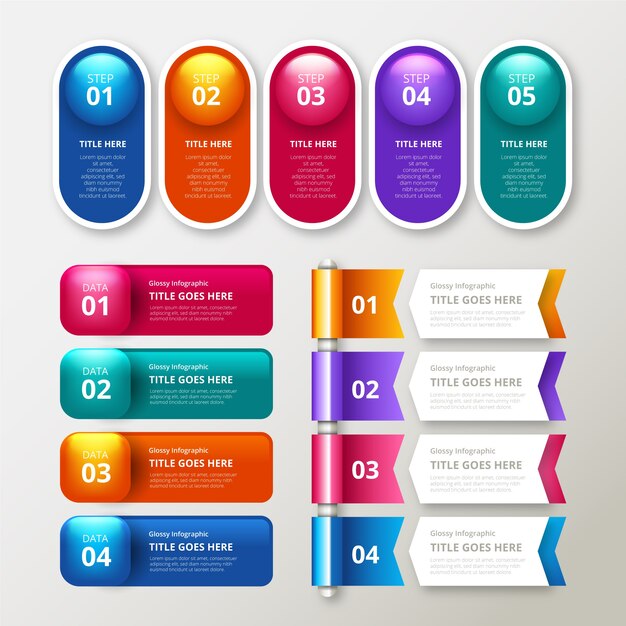 Kiiltävät realistiset infografiikkaelementit