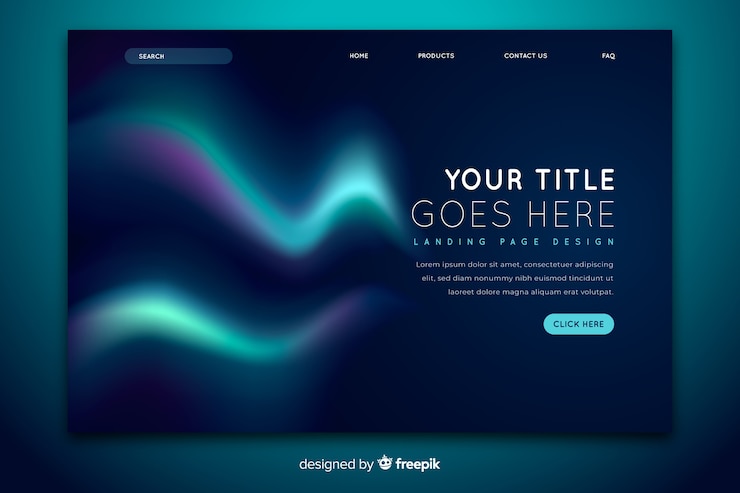 Ilmainen Vektori landing page with beautiful northern lights