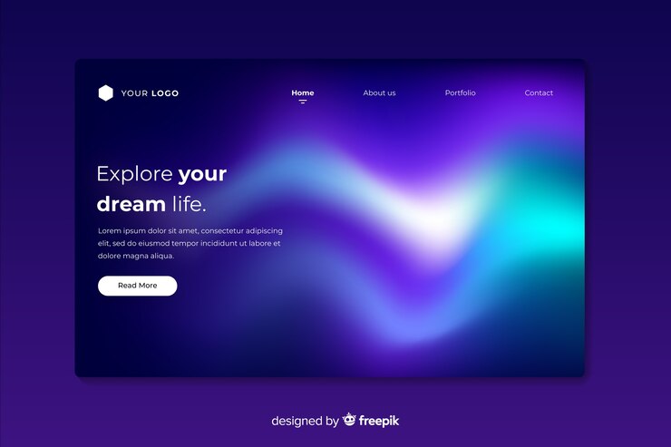 Ilmainen Vektori landing page with blurry northern lights