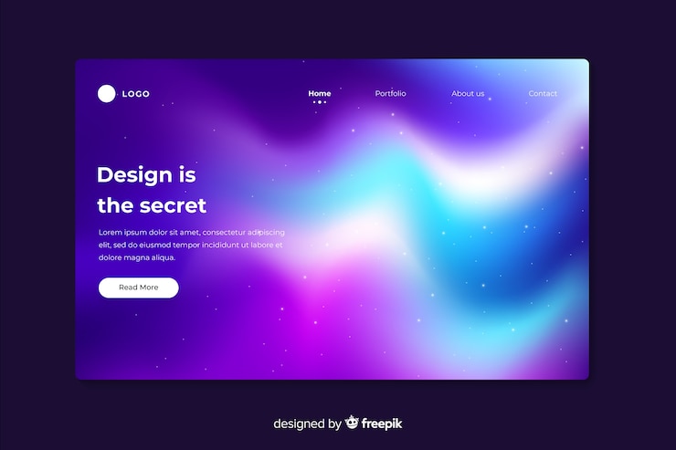 Ilmainen Vektori landing page with charming northern lights