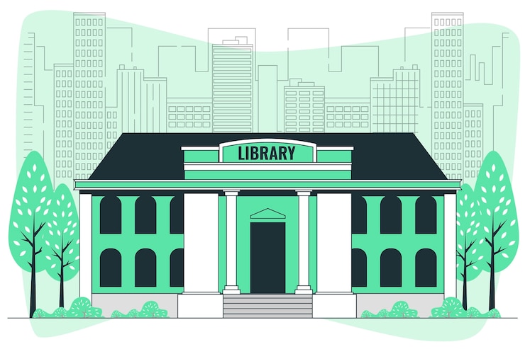 Ilmainen Vektori library building  concept illustration