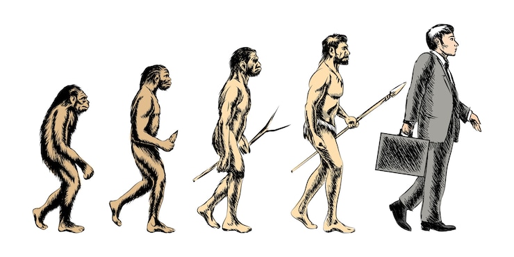Ilmainen Vektori liikemiehen evoluutio -kuvitus