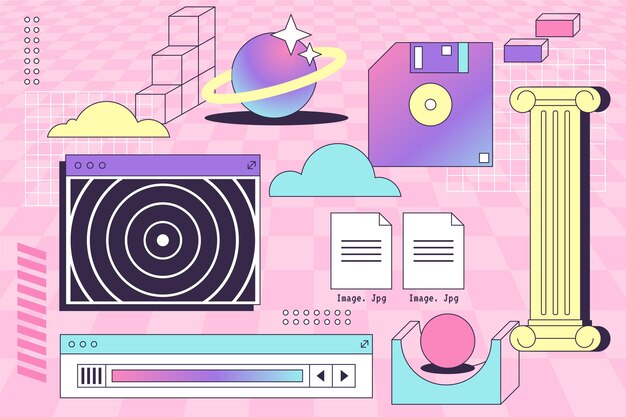 Linear vintage vaporwave background