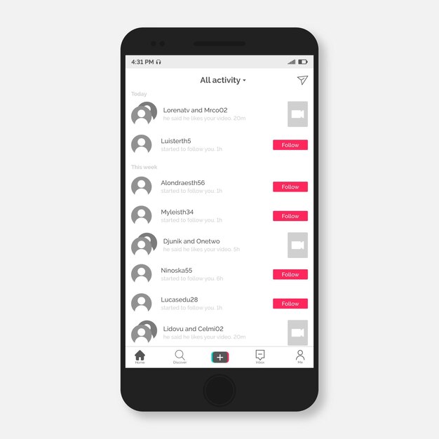 Modern tiktok app interface on smartphone