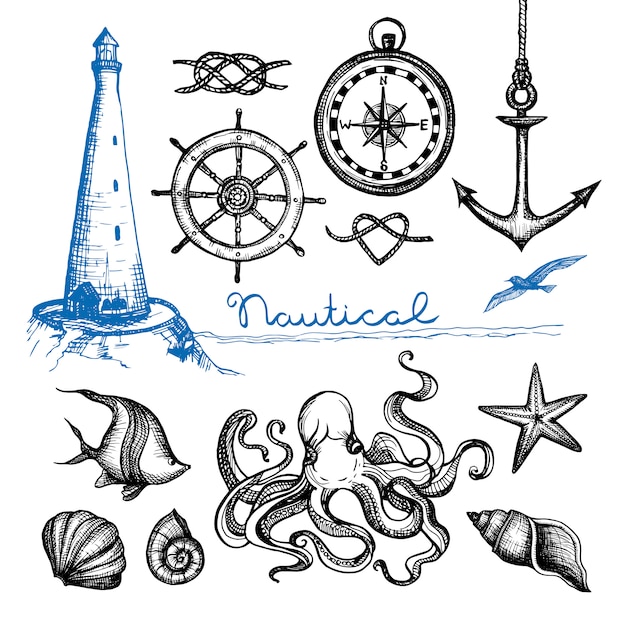 Nautical Hand Drawn Set