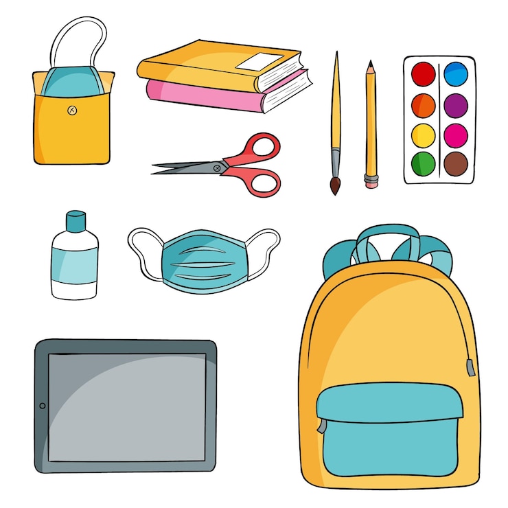 Ilmainen Vektori new normal school supplies