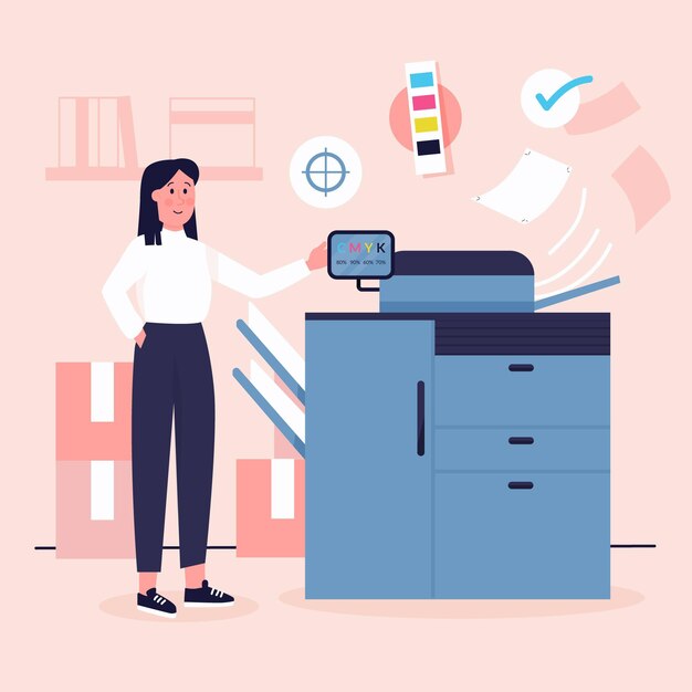 organic flat printing industry illustration