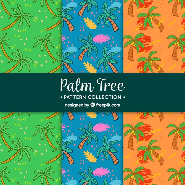 Pack of hand drawn palm patterns