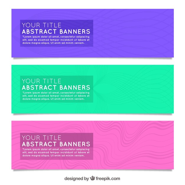 Pack of three colorful banners