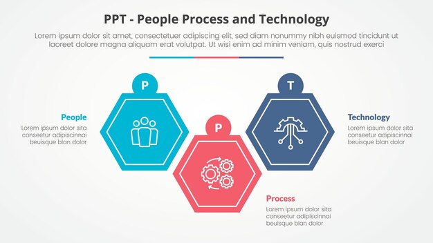 PPT framework infographic concept for slide presentation with hexagon shape up and down with 3 point list with flat style