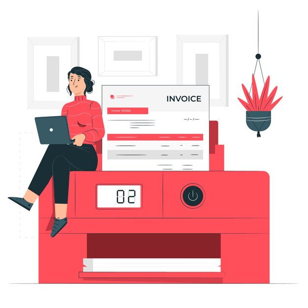 Printing invoices concept illustration