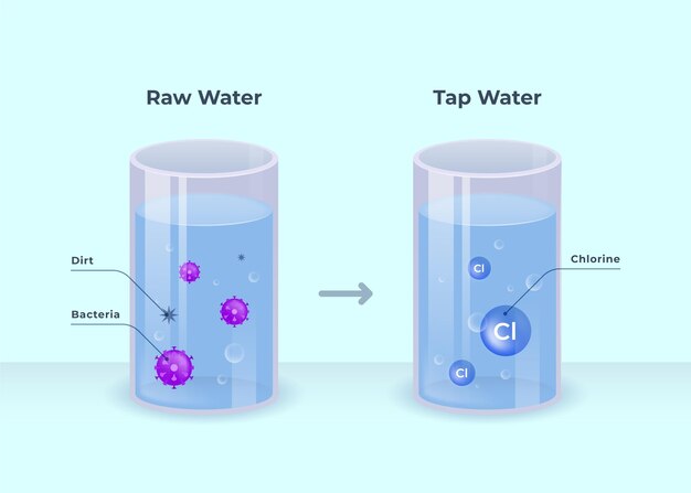 raw water disinfected with chlorine