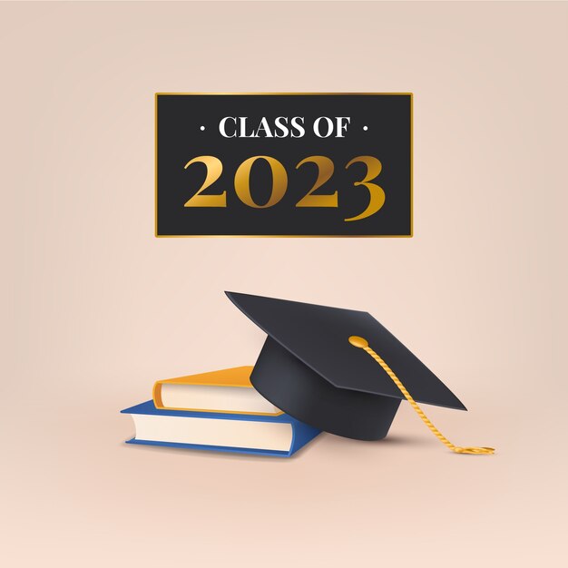 realistic illustration for class of 2023 graduation
