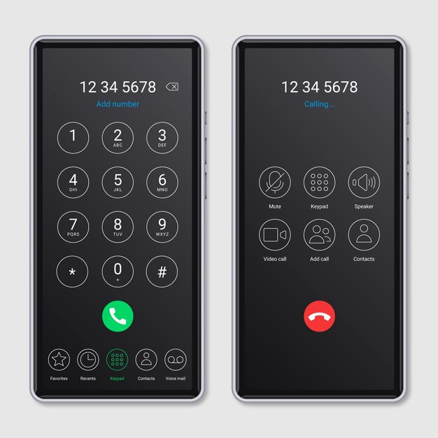 realistic phone call screen interface illustration