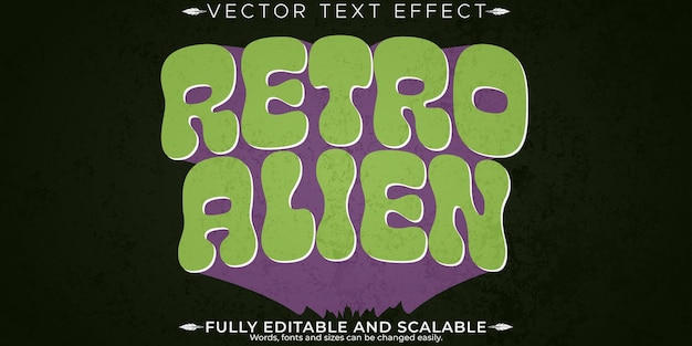 retro editable text effect editable alien and space text style