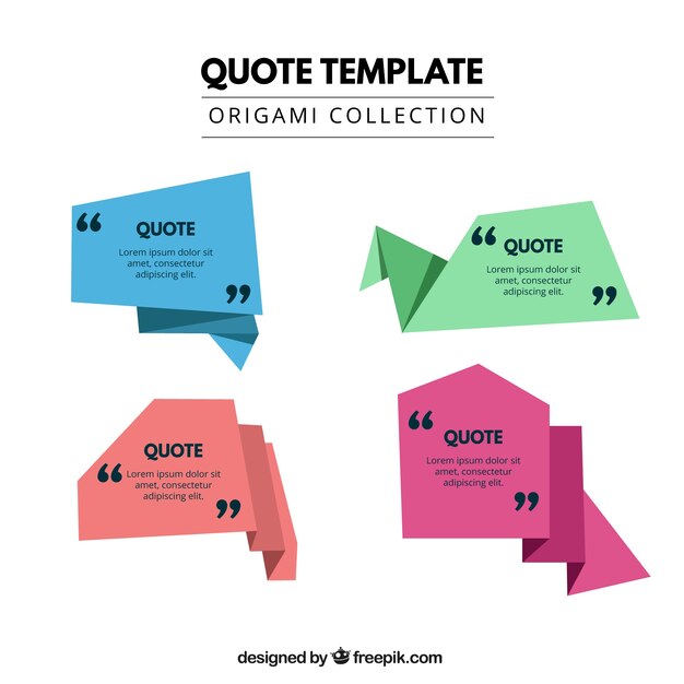 selection of origami labels for quotes