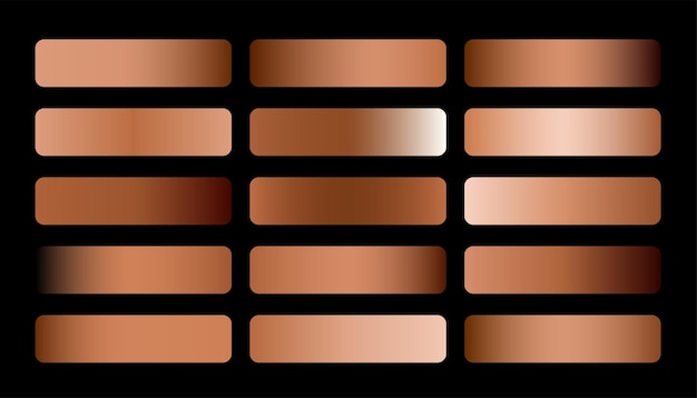 set of abstract rose gold gradient palette for uiux app presentation