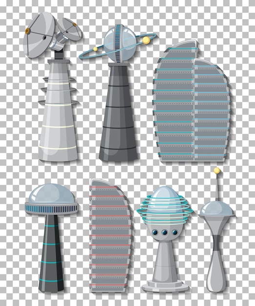 Set of satellite objects and elements on