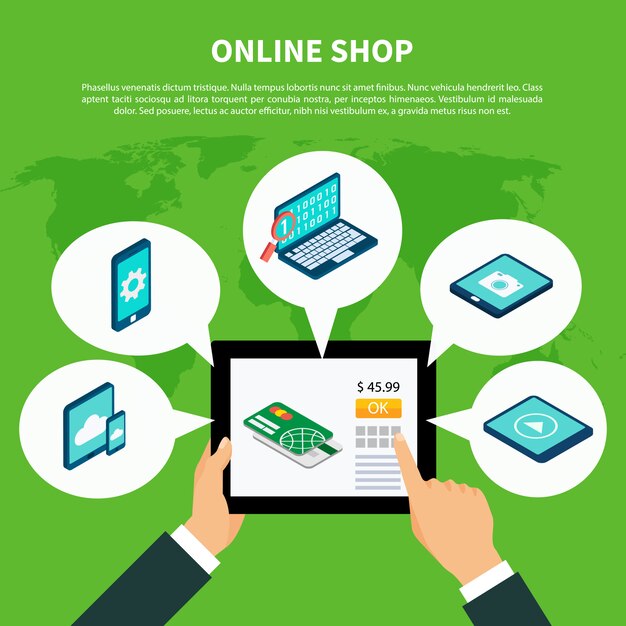 shopping online isometric concept