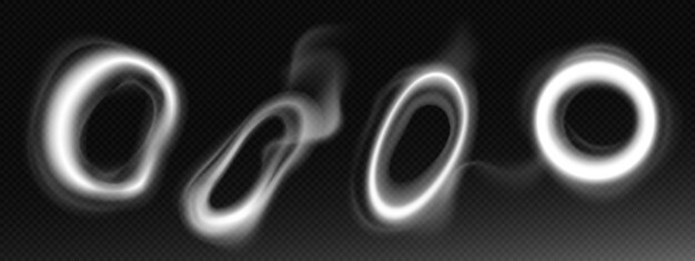 Smoke cloud ring on dark transparent background