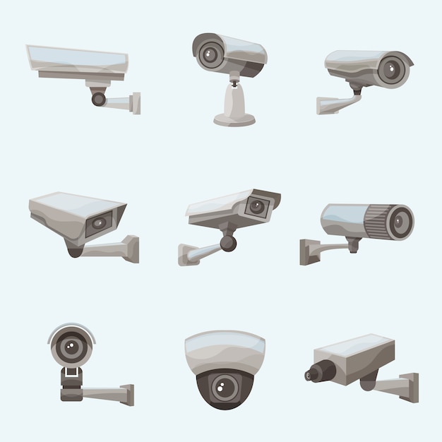 surveillance camera realistic icons